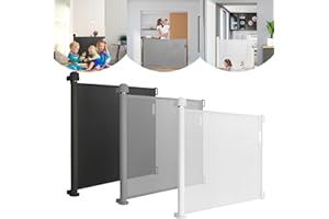 ‎LARS360 LARS360 Türschutzgitter Ausziehbar 0-150cm Treppenschutzrollo Baby Treppenschutzgitter Einziehbares Tür Ausziehbare Hundebarrieren Sicherheitstrennwand für Innen- und Außenbereich (Grau)