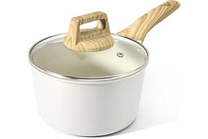 GiPP Casserole avec couvercle, 18 cm, pour induction, revêtement anti-adhésif, poignée en bakélite, pour induction, sans PFOA, blanche