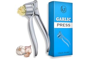 KT DEALS Prensa de ajo, picadora de jengibre, exprimidor de ajo, prensatelas de ajo, cortador de metal resistente (clásico)