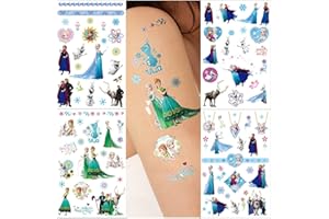 FRESHOER 80 Frozen Temporäre Tattoos Elsa Temporary Tattoo Stickers Set Party Favor Tattoo Aufkleber (4 Blätter)