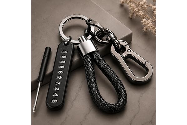 PulGos Premium Metal Keychain with Hook Clip & Number Tag Heavy Duty Key Ring for Bike, Car & Scooter Stylish for Men & Women Key Chain Accessory for Backpack & Handbag