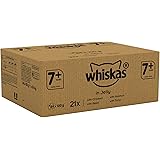 Whiskas Wet cat food pouches, delicious and tasty mixed selection in jelly, suitable for senior cats aged 7+, megapack (84 x 