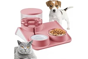RUJOI 2 in 1 Set di Alimentazione per Alimenti ad Acqua, Distributore Automatico di Acqua a Gravità con Filtro, 1.8L Grande Capacità per Cuccioli di Piccola Taglia Media Cani Ciotole Sollevate