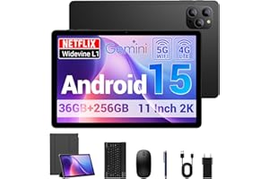 BEYNIVAN Tablet 11 Pollici Android 15 Tablet in Offerta con 4G LTE/5G WiFi, 36GB RAM+256GB ROM+2TB Espansione,9580mAh,Foto AI16MP+8MP,Face ID/GPS/BT 5.0/TÜV,tablets con Tastiera,Nero