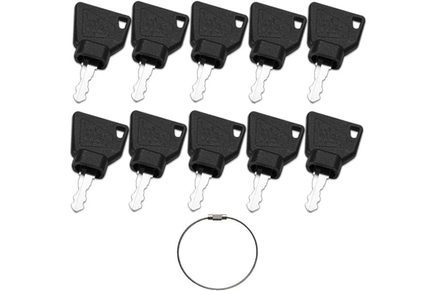 10Pcs Ignition Starter Keys for Heavy Equipment 70145501 14607 Key Compatible with JCB Skytrak Bomag Bobcat 3CX Backhoe Excavators Loaders Telehandlers and More