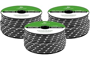 Abma Cord Lina Poliestrowa 5mm x 20m Linka Pleciona Sznurek, Biały - Wytrzymała - Czarno/biały