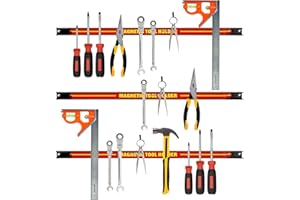 Bond Hardware Set of 3 Magnetic Tool Holder Rack - 24 Inch Heavy Duty Garage Wall Holder Strip with Magnet for Screwdriver, Wrench