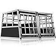 CADOCA® Cat & Dog Travel Crate for Car | Animal Carrier Transport Box Cage | Robust, Lockable, Aluminium Pet Animal Car Transport Box For Trunk Boot | 89x70x51cm | Extra Large