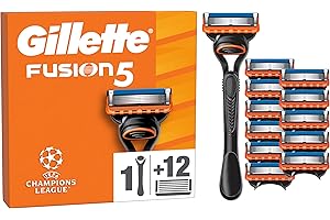 ‎GILLETTE Gillette Fusion5 Rasierer für Männer — Inkl. 1 Gillette Nassrasierer, 12 Ersatzklingen mit Gleitstreifen für ein Sanftes Gleiten und 5 Klingen für eine Gründliche, Langanhaltende Rasur