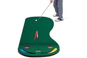 COSTWAY Mata do gry w golfa 300 x 96 cm, do użytku wewnątrz i na zewnątrz, składana mata golfowa z 3 miseczkami i 1 flagą, mata do ćwiczeń golfowych, mata treningowa do domu, biura