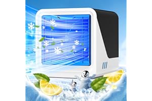 ÖRRNVTE Climatiseur Mobile, Ventilateur USB 3 en 1 avec Refroidissement par Eau, Réservoir d'eau de 500 ML, 3 Vitesses, Lumières 7 Couleurs, Climatiseur Portable Rafraîchisseur d'air pour Chambre et Bureau