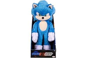JAKKS PACIFIC Sonic 3 The Hedgehog Le Film – Official Sega Licensed – Deluxe Sonic Soft Toy – 33 cm – Blue Hedgehog – Soft – Realistic Details – Sparkling Eyes – Children's Soft Toy – Collectable – 3 Years +