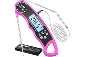 CIRYCASE Termometro Cucina Lettura Rapida, Doppia Sonda 102cm Termometri per Alimenti Digitale, Termometro Barbecue con Luce & Calibrazione, Magnete per Grill, Manzo, BBQ, Latte, Dolci, Sound, Cottura