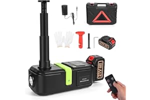 Jradse Cric de Voiture Électrique, Cric sans Fil 21V Portable avec Télécommande, Levage Rapide 90s de 15.5 à 53cm, LED 4000 Lumens, pour FOURGONNETTES, VUL, SUV, Berlines