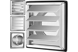 IDONG Lüftungsgitter Mit Rückstauklappe Wetterschutzgitter beweglichen Lamellen,Edelstahl Lamellengitter Belüftungsgitter Für Lüftungen. (150mm Lüftungsgitter Wetterschutzgitter)