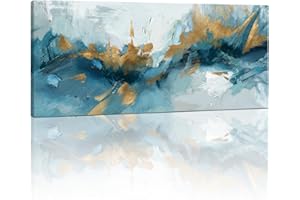 FajerminArt Grande Quadri su Tela Con Cornice, Astratto Blu e Grigio Marmo Quadro Tela Moderni Stampa su tela Poster Pittura Soggiorno Camera da letto ristorante Decorazione Murale Quadro 120x50cm