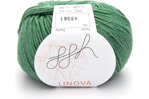 ggh Linova - 059 - Verde musgo - Algodón con lino para tejer y hacer ganchillo