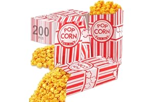 VACHELPER 200 Pezzi Sacchetti Pop Corn, Popcorn Bags Sacchetti in Carta Kraft per Popcorn Contenitori Pop Corn Carta Porta Pop Corn Festa Sacchetti per Popcorn in Stile Vintage per Compleanni, Cinema 6x9x21cm