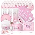 LAIKOU Skin Care for Teenage Girls, Sakura Skincare Set, Pamper Sets for Women Gifts, Facial Skin Care Sets & Kits - Toner,Cleanser,Face Serum,Cream,Sleep Mask,Eye Mask,Mud Mask,Lip Mask, 24PCS