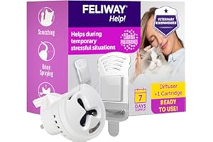FELIWAY Help! 7 Day Cat Calming Odourless Plug In Pheromone Diffuser Starter Kit - Helps Calm your Cat Every Day or During Stressful Events, Veterinary Recommended, Drug-free, Clinically Proven