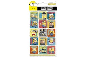 Paper Projects 01.70.12.048 Minions: The Rise of Gru Sparkly Reward Stickers | Prodotto con licenza ufficiale | Riutilizzabili su superfici non porose, 19,5 cm x 9,5 cm