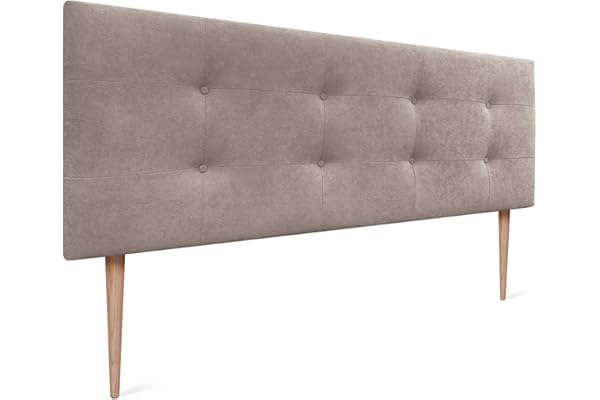 DHOME Cabecero, Cabezales de Cama Acolchado Capitoné 8cm de Grosor. Cabezal tapizado ACUALINE Tela y Polipiel. Cabeceros de Cama (Tela Tierra, 135x115cm con Patas (Camas 120/135/140))