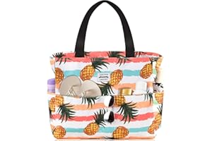 HOMESPON Large Waterproof Beach Tote Bag for Women with Zip and Pockets Foldable Handbag for Travel Pool Shopping Holiday Gym