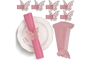 ESLOYSUN Ronds de Serviette Papillon Anneau Papier de Serviette pour Manger,Mariage,Anniversaire,Restaurants,La fête,Banquet,Lot de 100