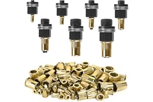 ROTKUSZ 7 Pezzi Inserto Filettato Rivettatrice Manuale di Teste Set, Strumento per Rivetti per M3, M4, M5, M6, M8, M10, M12, Set di Testine per Rivetti Manuali, Accessori per Rivettatrice, con 70 Pezzi Dadi