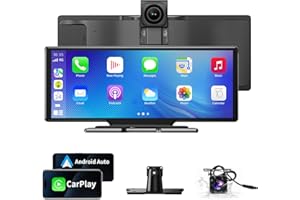 ADELAGNES Wireless Carplay Screen for Car, Android Auto Screen with 4K Front Dash Cam,10.26 Inch IPS Carplay Screen for Car with 1080P Backup Camera, Car Audio Receivers with Bluetooth/FM/Siri/Mirror Link/AUX