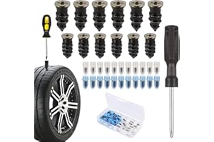 Ledander 30Pcs Tyre Repair Kit Rubber Nails with Screwdriver, Rubber Nail Tire Repair Self-Service Tire Repair Nail,Universal Tire Fast Repair Kit Tool for Motorcycle Auto Car (15 S+15 L)