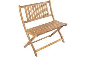 JUNADO SAM 2-Sitzer Gartenbank Blossom, 80 cm Sitzbank, Akazien-Holz, Massive Holzbank, ideal für den Balkon oder Garten, Braun