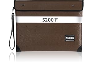 VAILOIN 2871 °C, wärmeisoliert, feuerfest, Geldtasche für Bargeld, feuerfeste Dokumententaschen mit Handschlaufe, wasserdichte Umschläge mit wasserabweisendem Reißverschluss für wichtige Dokumente, Schmuck