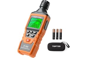 TopTes CT-300 Détecteur Monoxyde de Carbone Portable, Détecteur CO+Alarme Sonore et Visuelle, 0-5000PPM, Alarme CO, Écran LCD Rétroéclairé, pour Maison, Voiture, Camping, Voyage (3 Piles)-Orange