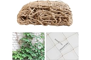 LMYDIDO Siatka podpierająca rośliny, 3 mm, naturalna lina jutowa, do podpierania roślin, ogrodu, kratka do roślin pnących, fasoli, owoców, retro wisząca siatka na ścianę, schody, balkon, siatka bezpieczeństwa dla dzieci, 2 x 10 m