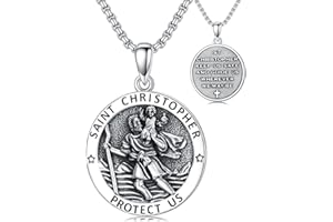Seiyang 925 Sterling Silver Patron Saint Pendant Necklace Amulet Medals Religious Jewellery Gifts for Men Women (with Gift Box)