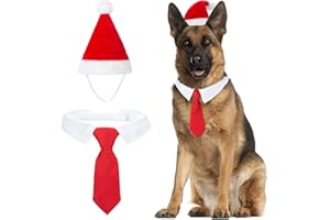 MELLIEX 2 Stück Weihnachten Hundekostüm, Hunde Katzen Weihnachtsmützen und Krawatte Weihnachtskostüm Zubehör Set für Haustier（56cm