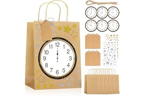 Lets Joy Silvester Countdown Tüten, 6PCS Silvester Geschenktüten, 6PCS Countdown Aufkleber mit Etiketten Anhänger und Hanfseil, Silvesterpartyzubehör Silvesterspiel Partytüten Geschenkdeko 2026