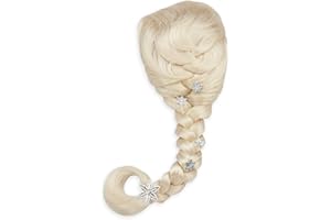 Disney Store Perruque Elsa pour enfants, La Reine des Neiges 2, cheveux blonds coiffés en tresse avec des mèches irisées et des flocons de neige en 3D, convient aux enfants âgés de 3 ans et plus