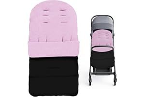 Yuanlne footmuff, Universal Baby Stroller Footmuff Fleece Lined Waterproof and Windproof with Adjustable Side Zips, Cosy Toes Fit Toddler Foot Muff for Buggy, Pushchair & Pram Footmuffs, Pink