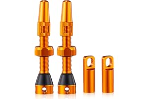 HZJD 2Pezzi Valvole Presta Tubeless Bici, Arancione, Stelo Delle Valvole di (44 mm)