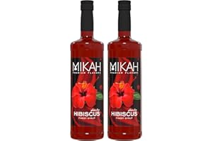 Mikah - Premium Flavors - Hibiscus (Ibisco) x2 | Sciroppo Per Drink e Dessert | Uso Professionale | 2 Bottiglie da 1 Litro (2x1000ml)