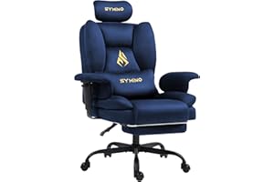 Symino Gaming Chair With Footrest and Pocket Spring Support - Ergonomic Office Computer Chair for Adults, Dark Blue