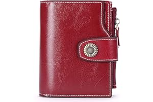 SENDEFN Small Women Wallet Genuine Leather RFID Blocking Bifold Small Purse with Zipper Pocket