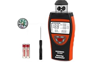 GOYERRNES Anémomètre Numérique portatif GR-8806, avec boussole peut mesurer efficacement la vitesse du vent température℃/℉. Support vis de trépied, rétention de données, rétroéclairage nocturne
