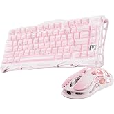 GravaStar Mercury K1+M1 Pro Kablosuz Rgb Işıklı Mekanik Q Gaming Klavye ve Optik Mouse Seti, Sakura Pink