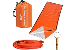 Wesoke Emergency Sleeping Bag, Waterproof Lightweight Thermal Survival Bivy Sack, Portable Emergency Blanket for Outdoor Adventure Activities Hiking Camping, Orange