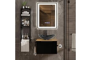 ZealWe Badmöbel Set 3 TLG Waschbecken mit Unterschrank 60 cm, Waschbeckenunterschrank mit Wandregal Waschtish 53 cm, Badezimmerschrank mit Handtuchhalter für kleine Gäste WC, Sternenhimmelfarbe