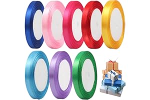 MOSNOW 8 Rotoli Nastro di Raso, 10mm x 22 m Nastro per Artigianato Natale Decorazioni, Adatto per Confezionare Regali, Feste di Compleanno, Matrimoni, Abbellire e Tanti Altri (8 Colore)