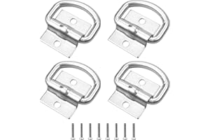 BATEYA D-Ring Tie Downs, 4 Pack Cargo Tie Downs Anchors D Lashing Rings Heavy Duty with 8Pcs Screws for Load Securing in Trailer Truck Boat Cars Kayak